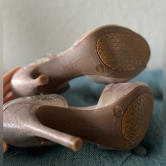 Jessica Simpson open toe sparkly heels, like new, size 5.5 - Picture 3 of 4